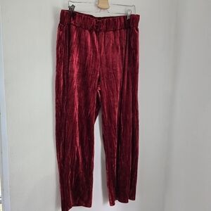 JM Collection Burnt Red Velbet Wide Pants Size XL